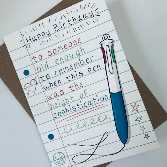 4-Colour Pen Birthday Humour Card