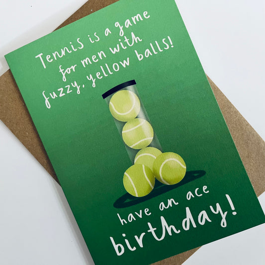 Fuzzy Yellow Balls Birthday Humour Card