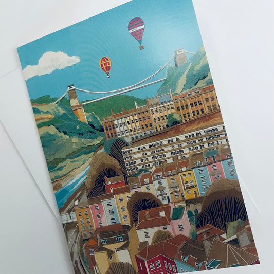 Ballons Over Clifton Suspension Bridge Art Card